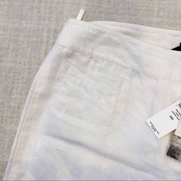 Eileen Fisher White Organic Linen Cropped Pants Sz M NEW - Picture 6 of 14